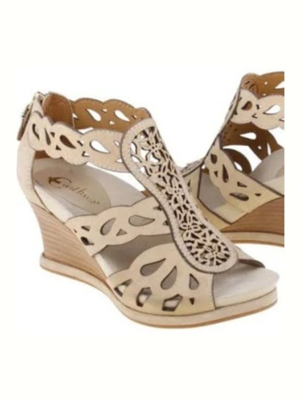 Sandals Earthies Campora DEFECTS Leather Wedge Floral Boho Gladiator NWOB Earth